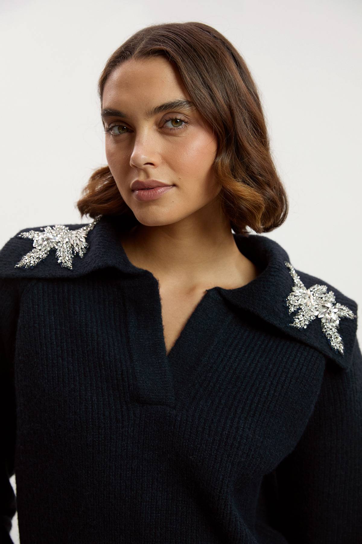 KarenMillen synthétiquell Tricoté Douillet à Col V Orné