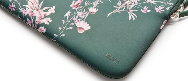 KEEP 14'' neopren sleeve til bærbar computer (Power Green Flower)