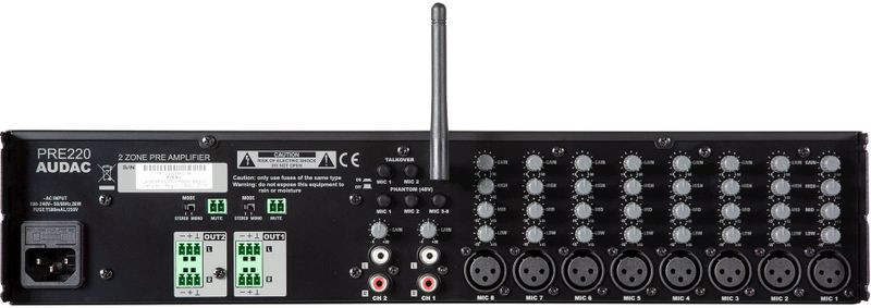 Audac PRE220 - 12-kanaals Zonemixer - Met Bluetooth