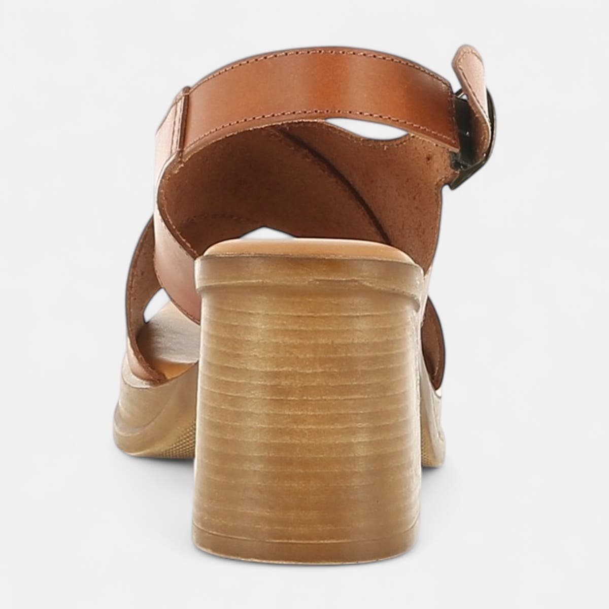 Nu-pieds à talon Femme en cuir cognac