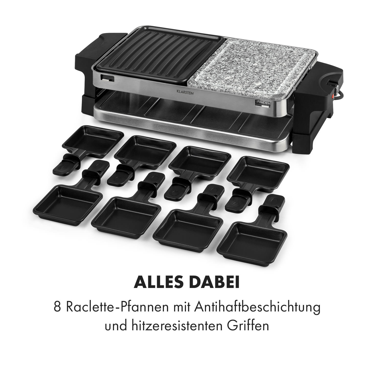 Sirloin Raclette 1500W Aluminium / Stein 8 Personen Kontroll-LED