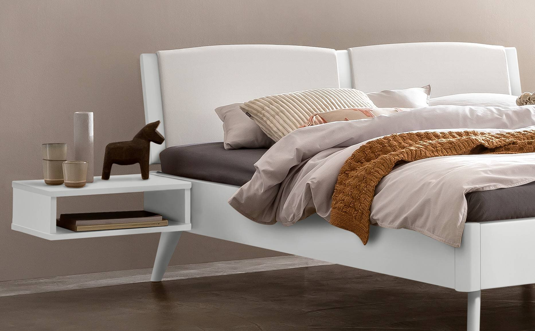 Holzbett HASENA FABRO 140X200cm Höhe 20cm Buche Buche weiß mit KUL weiß