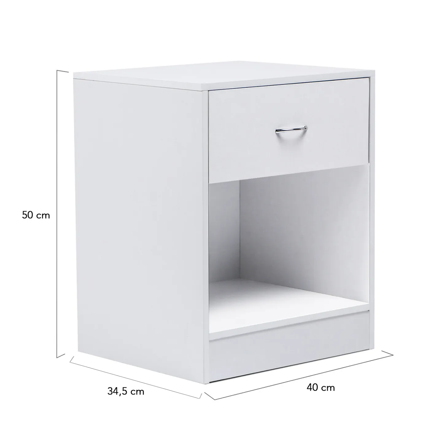 Lot de 2 tables de chevet OLGA 1 tiroir avec niche bois blanc