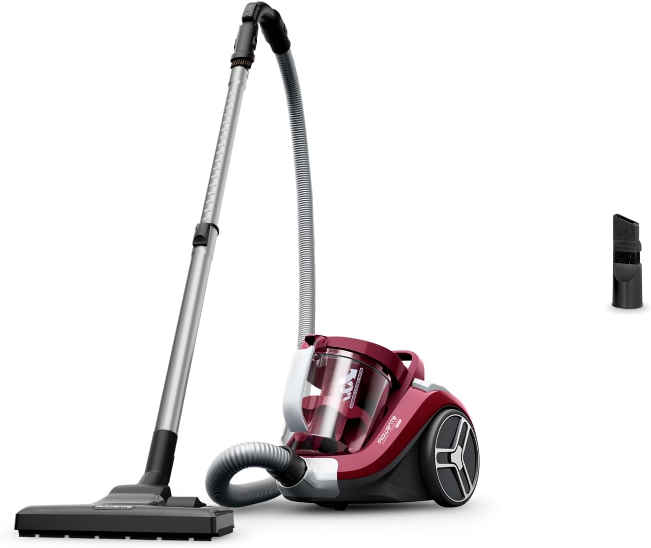 Rowenta Compact Power XXL Classic beutelloser Bodenstaubsauger, 900 Watt, 3-stufiges Filtersystem, Fassungsvermögen, kompakt, 8,80 m Reinigungsradius, inkl. 2-in-1 Fugendüse, Rot, RO4B23
