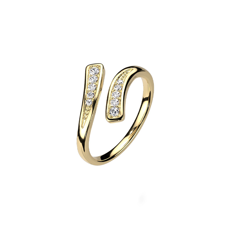 (Ø8mm) Verstellbarer Finger- und Zehenring mit Strass Steinen - Gold