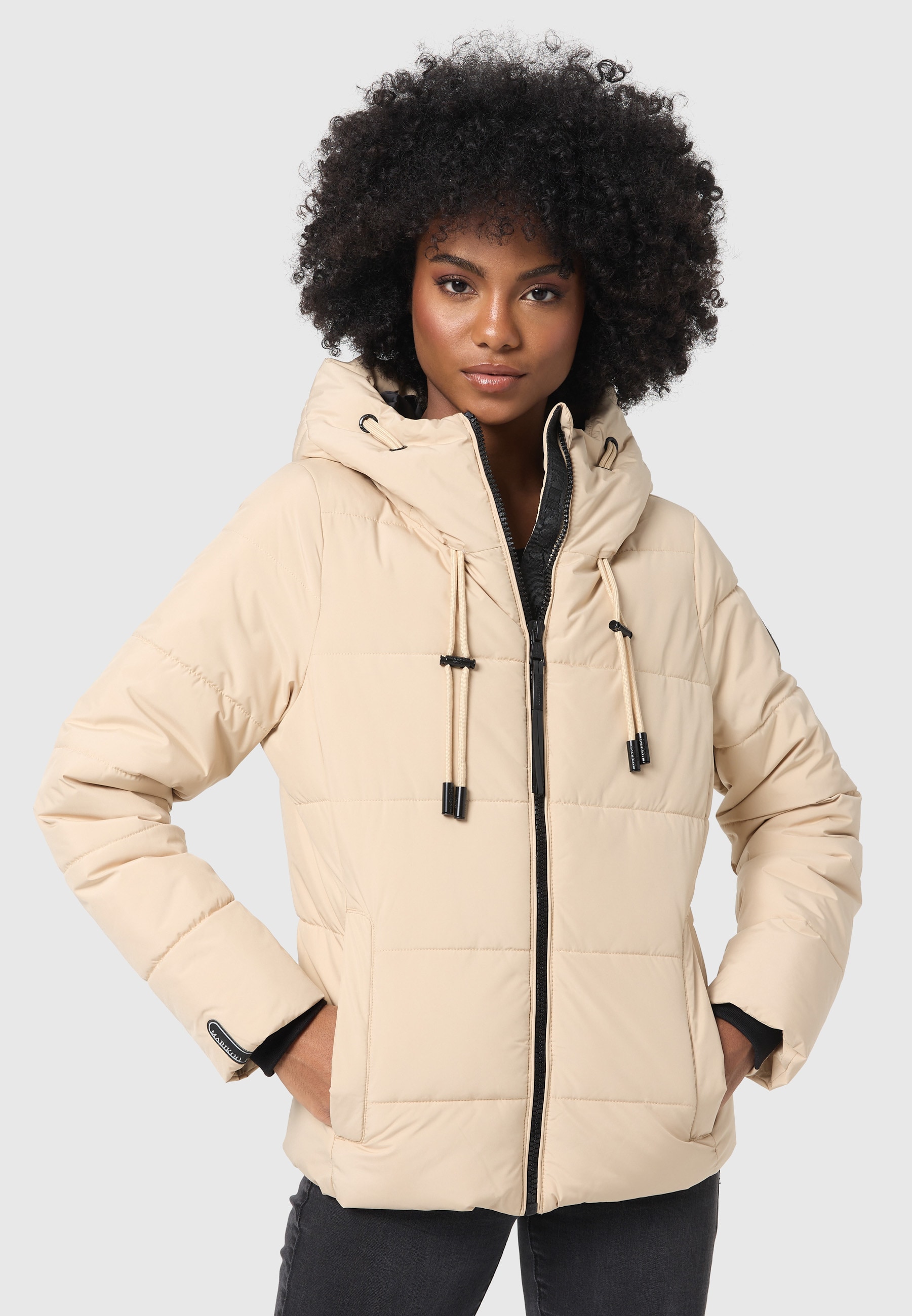MARIKOO Damen Winter Jacke Übergangsjacke gesteppt Steppjacke warm mit Kapuze Shimoaa