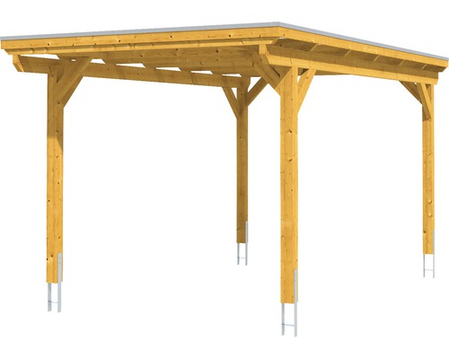 Enkele carport Konsta aluminium dakpanelen incl. H-ankers 304x500 cm licht eiken