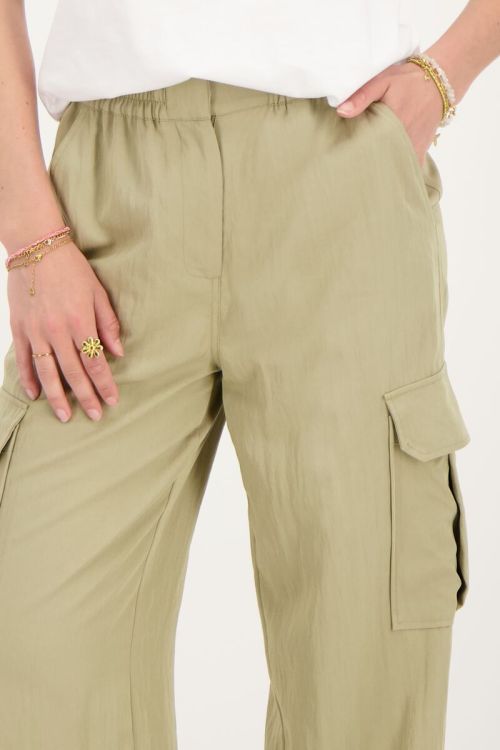 Groene cargo broek met elastieken tailleband