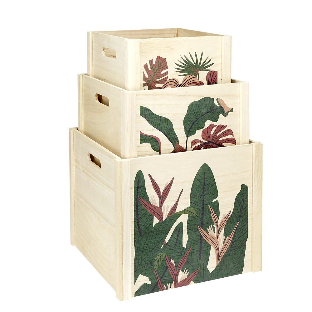 Boîte de rangement ouverte en bois 34x28xH34cm (2 modèles)