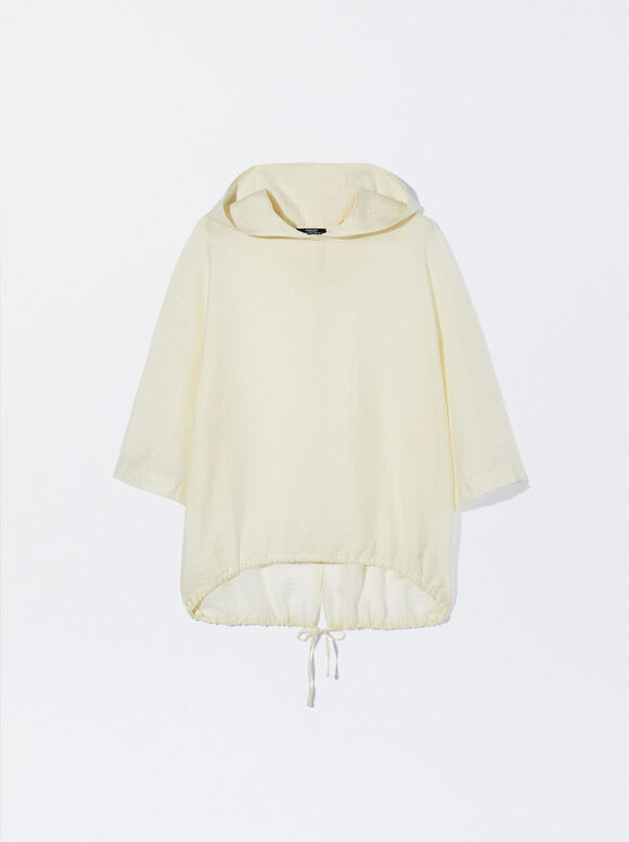 Blusa com capuz em lyocell - Off-White