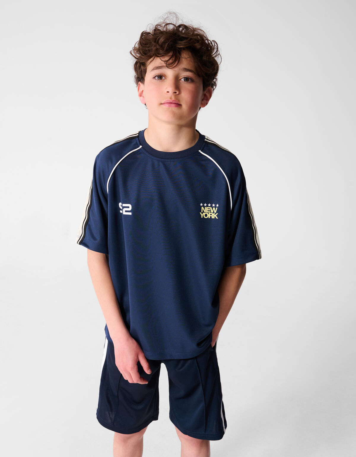 Sporty Tape T-shirt Donkerblauw
