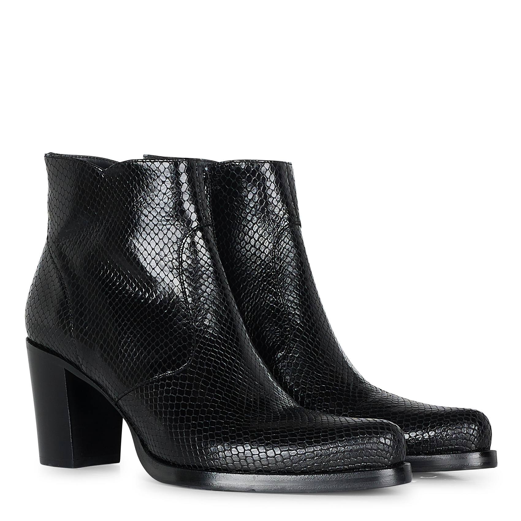 PADDY 7 ZIP BOOT - Bottines à talon embossé| Noir