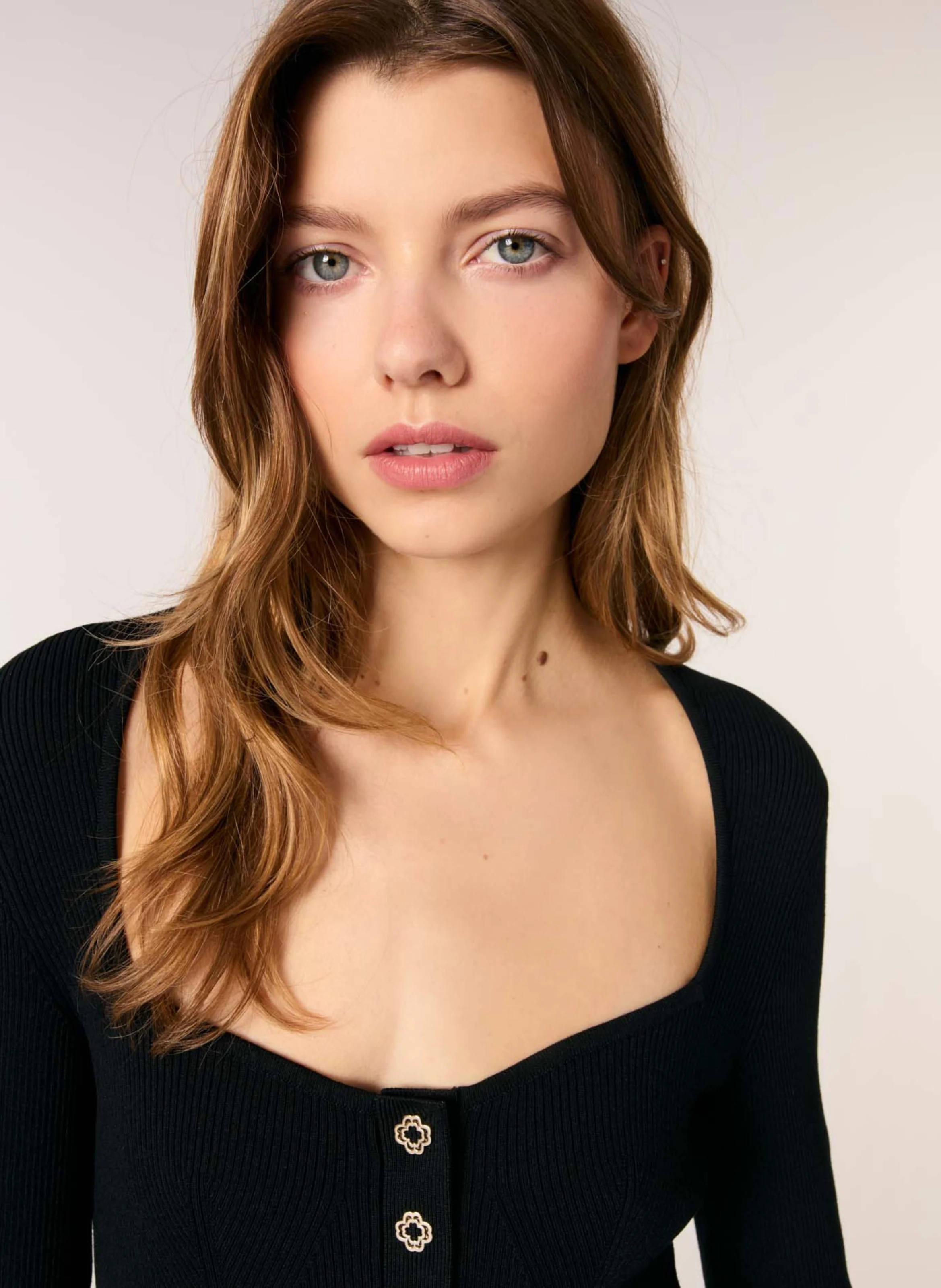 Pull col carré| Noir