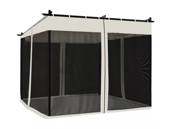 Tonnelle avec parois en filet crème 3x3 m acier