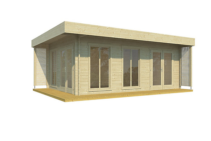 Abri de jardin + plancher Dominica en bois coloris naturel ép.40 mm surface extérieure 31,68 m²