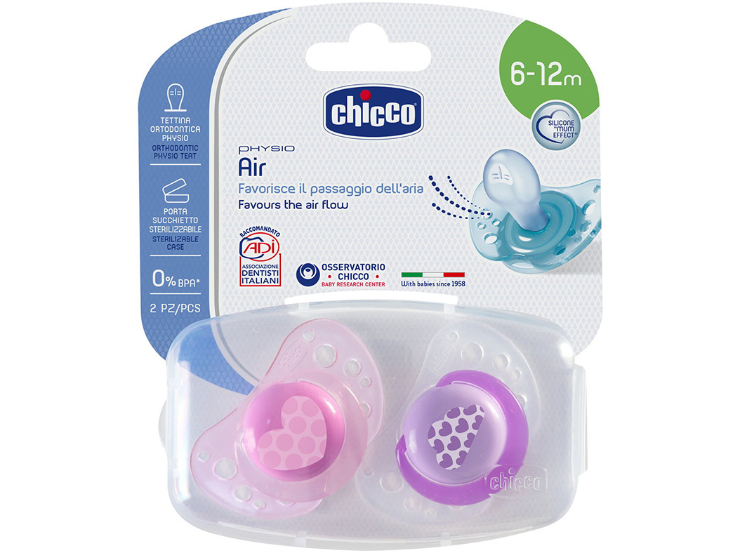 CHUPETA PHYSIO AIR CHICCO SILICONE ROSA 6-16MESES 2UN