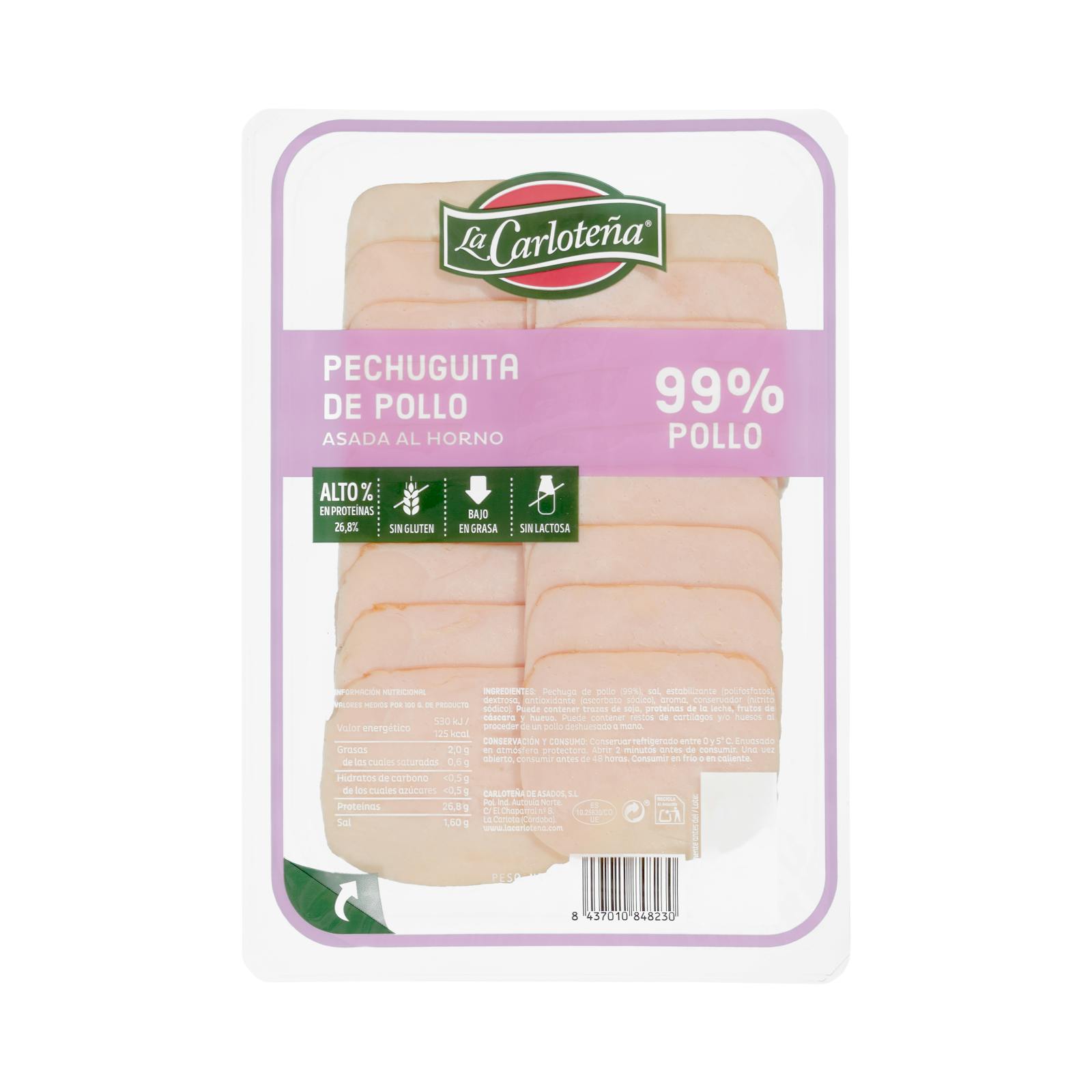 Tranches de poitrine de poulet rôties au four à 99 % La Carloteña