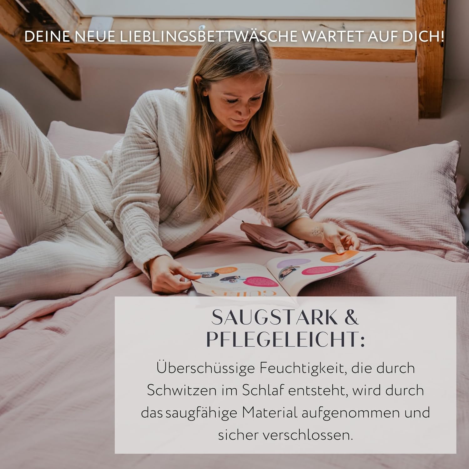 hutch&putch Premium Musselin-Bettwäsche - Bettwäsche Set - 100% Bio Baumwolle ​​- Deckenbezug & Kissenbezug - atmungsaktiv - 4 Jahreszeiten (Beige, 135x200 cm mit Kissenbezug 80x80 cm)