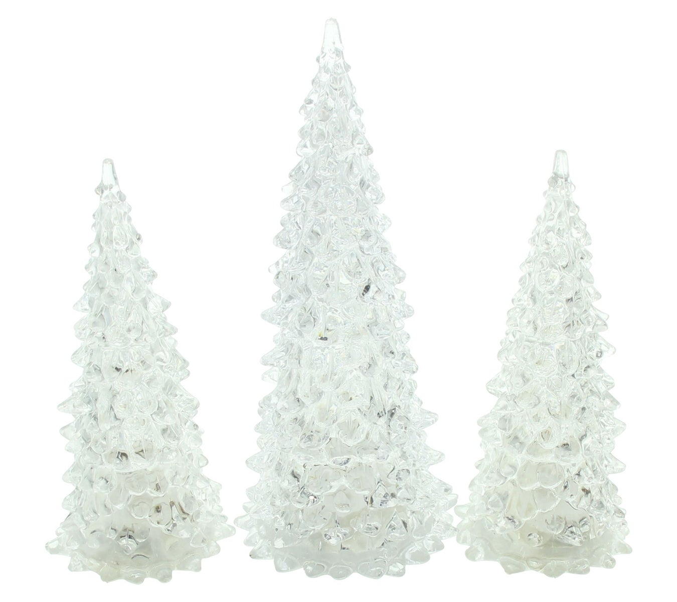 FRANK FLECHTWAREN | LED dennenboom Glamour, set van 3, PLASTIC, D: 8,5 x 17,5 cm, D: 10,5 x 23 cm