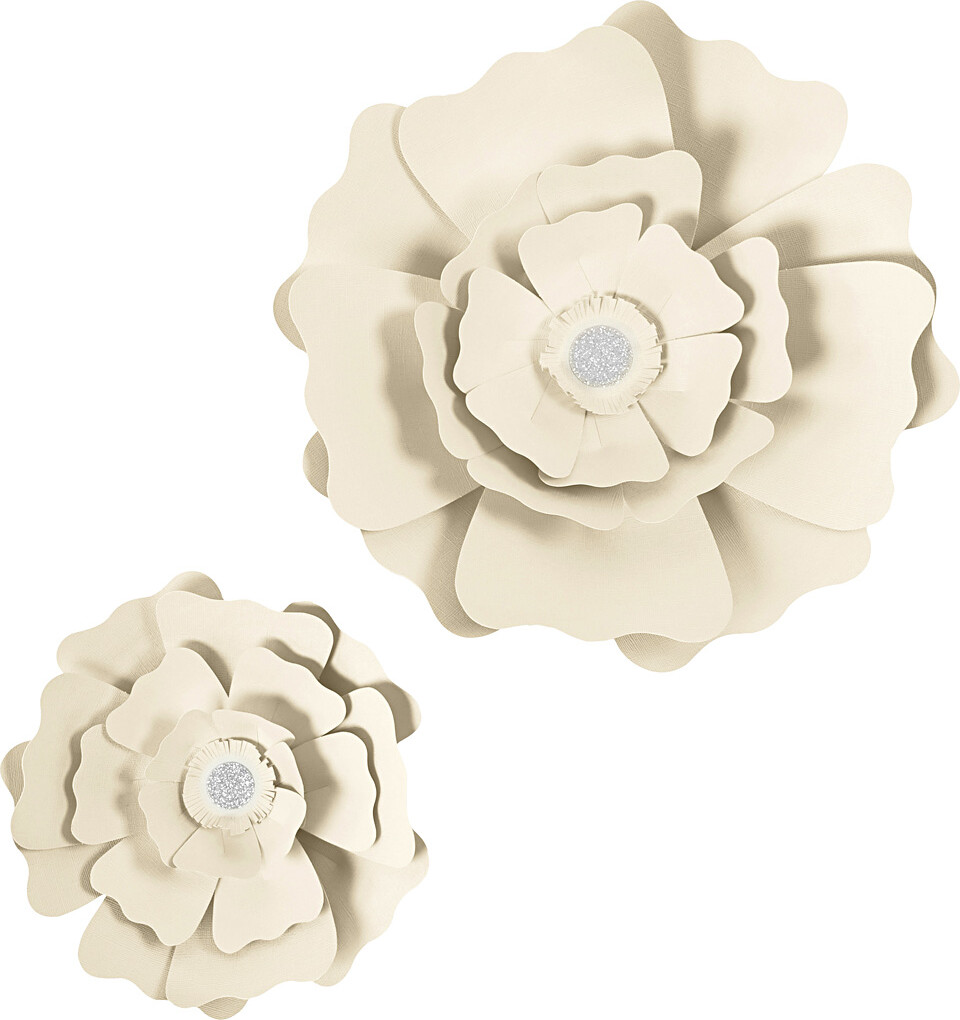 Papirblomster - Ø 15+25 CM - 230 G - Råhvid - 2 Stk