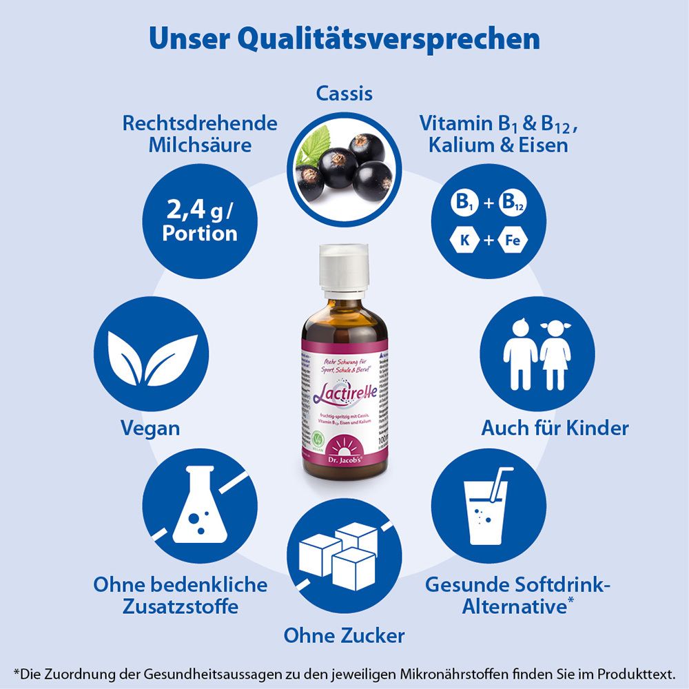 Dr. Jacob's Lactirelle Milchsäure-Cassis-Konzentrat Eisen Vitamin B12