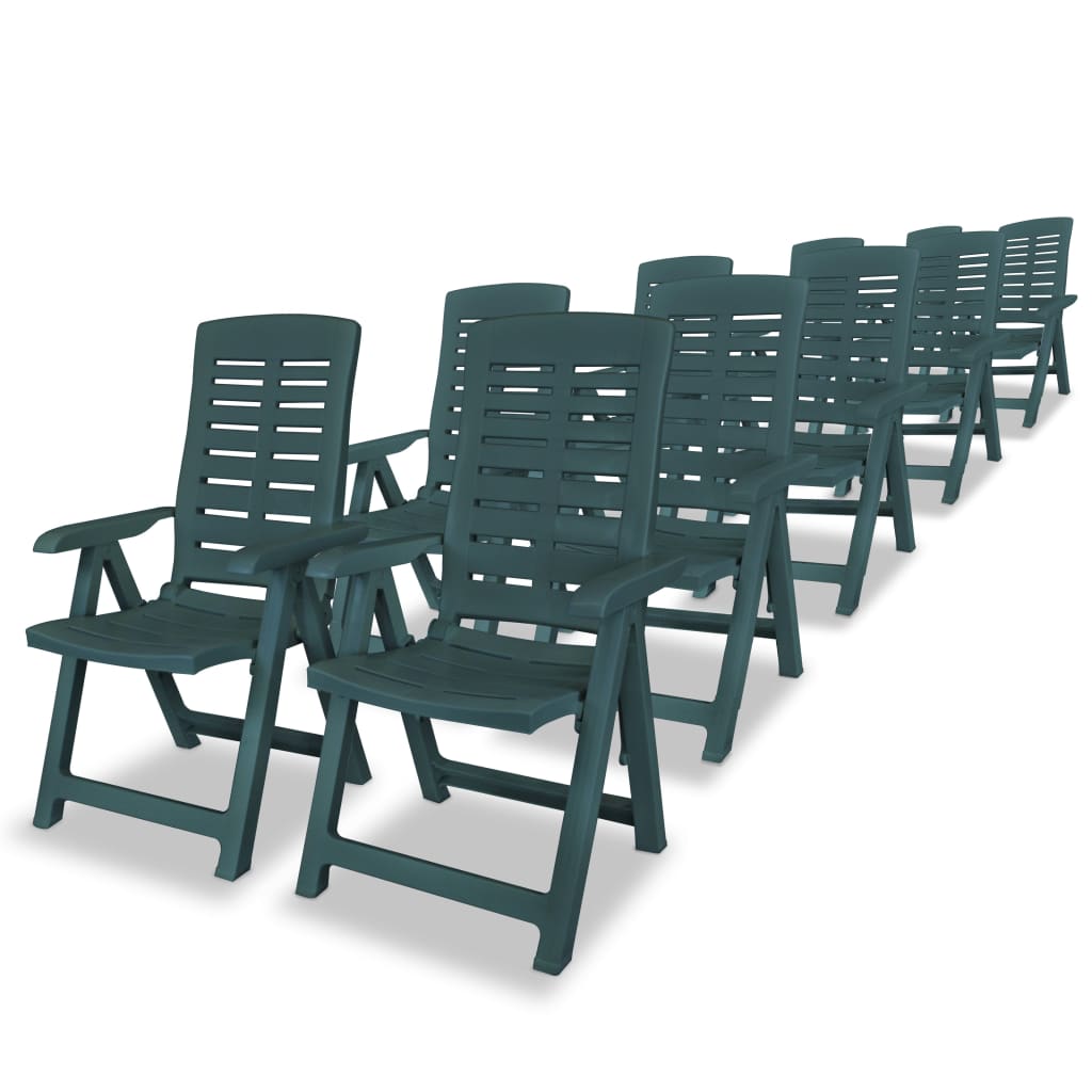 Mobilier à dîner d'extérieur 11 pièces plastique vert