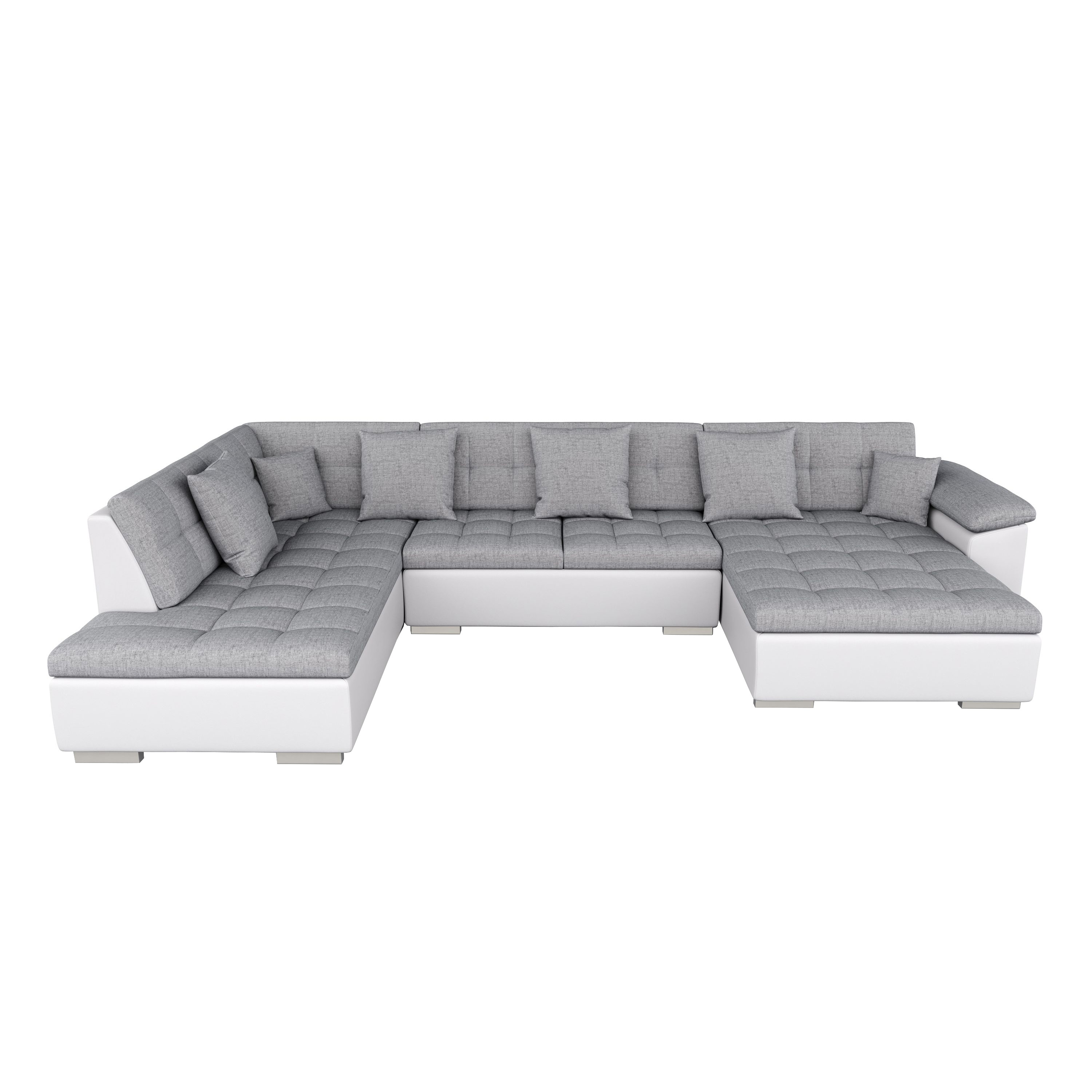 Ecksofa ARIA rechts grau/weiss