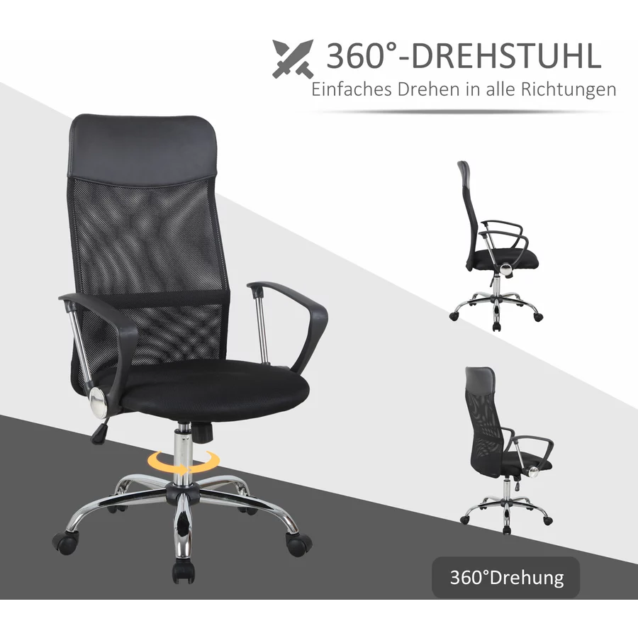 HOMCOM Bürostuhl ergonomisch schwarz