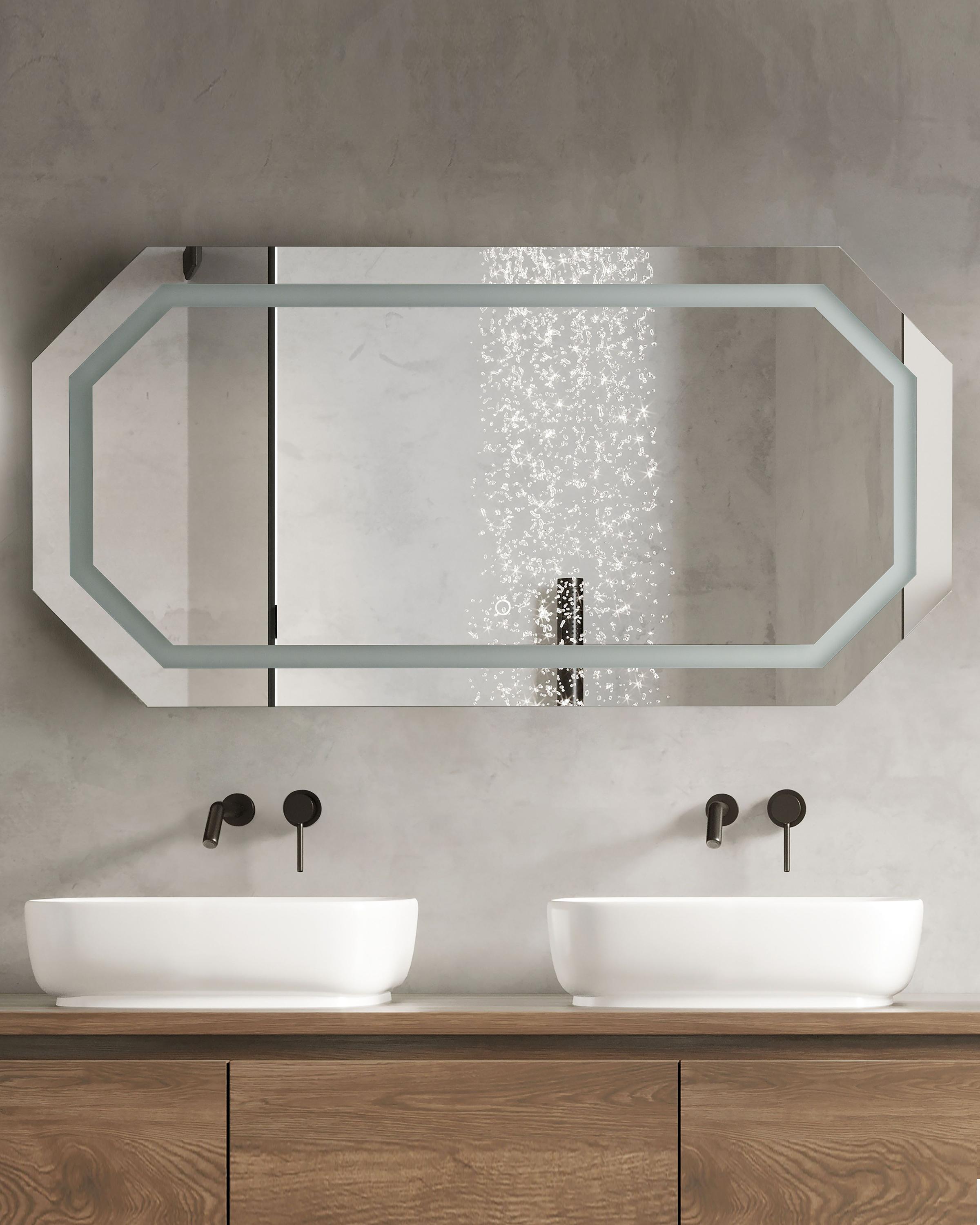 LED badkamerspiegel LOCMARIAQUER 120 cm 60 cm Zilver