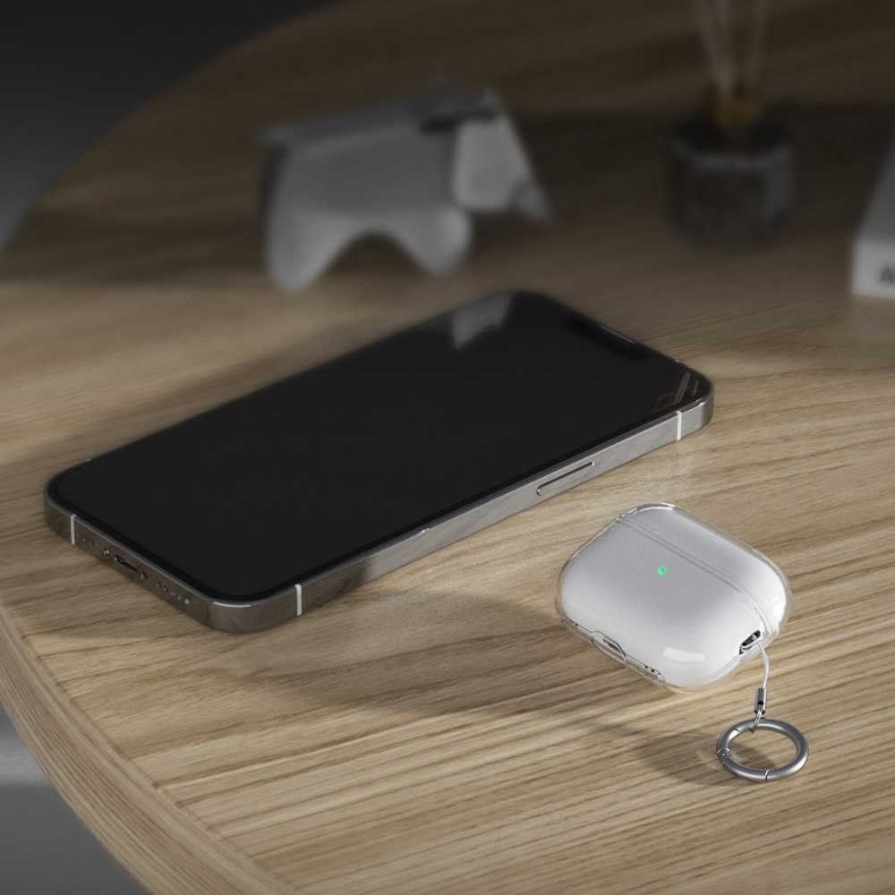 AirPods Pro 2 / AirPods Pro Gummi Schutzhülle Abdeckung mit Schlüsselring - Lila / Transparent