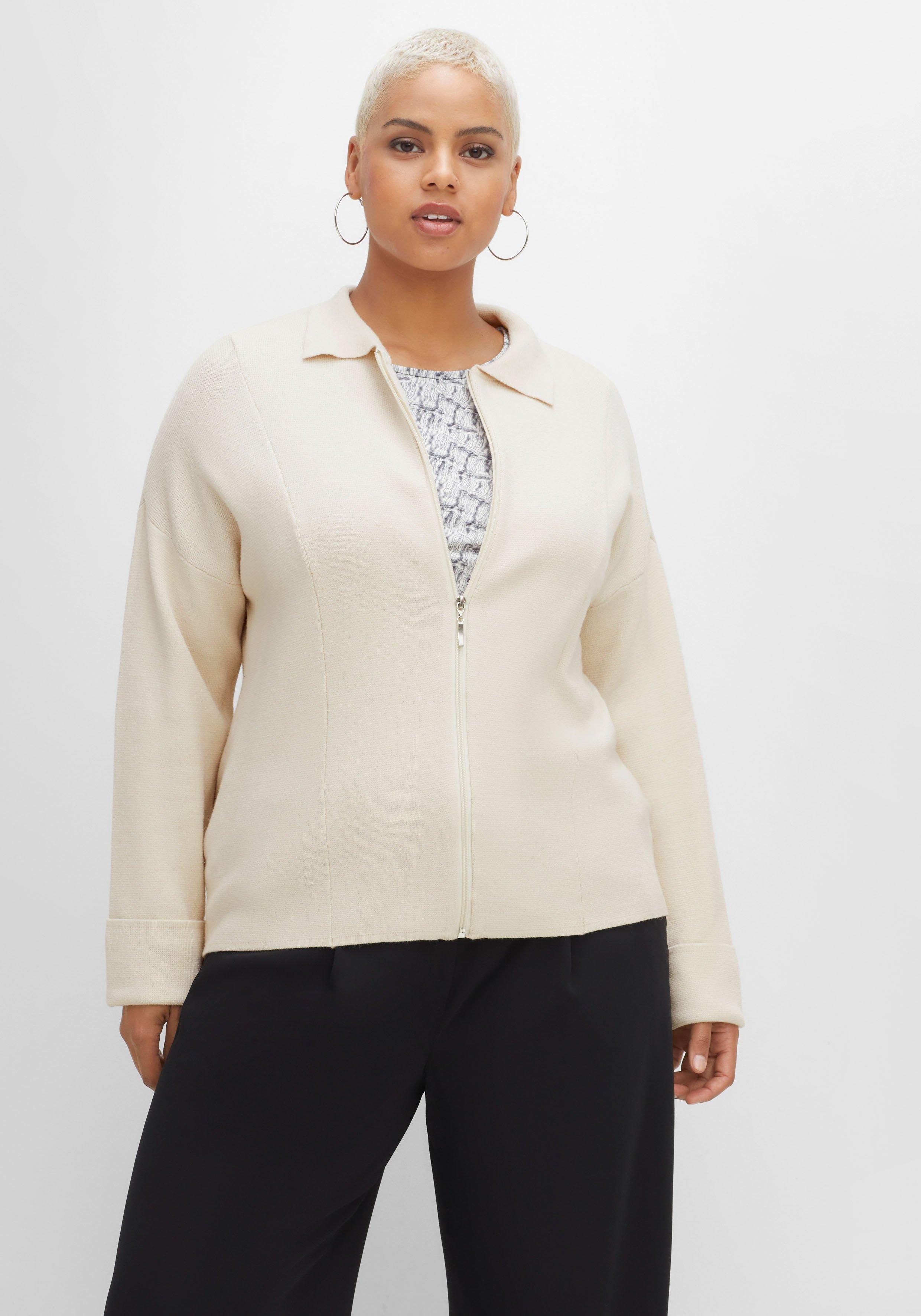 Strickjacke mit Reißverschluss und Umlegekragen