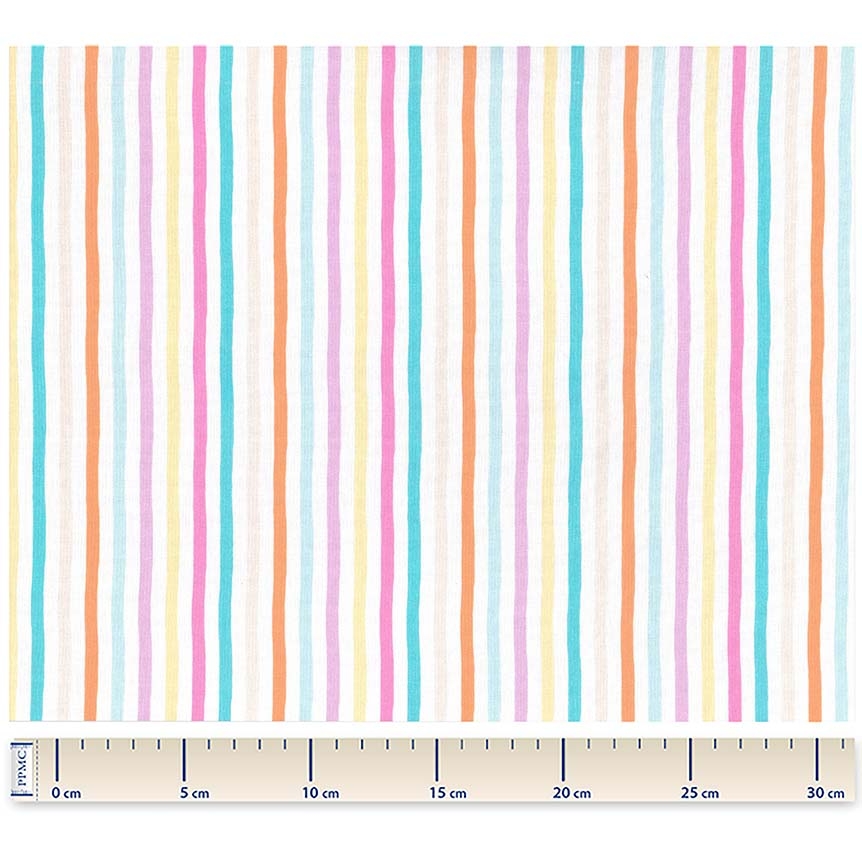 Tissu Coton Au Mètre Ex2408 Rayé Multicolore Pastel