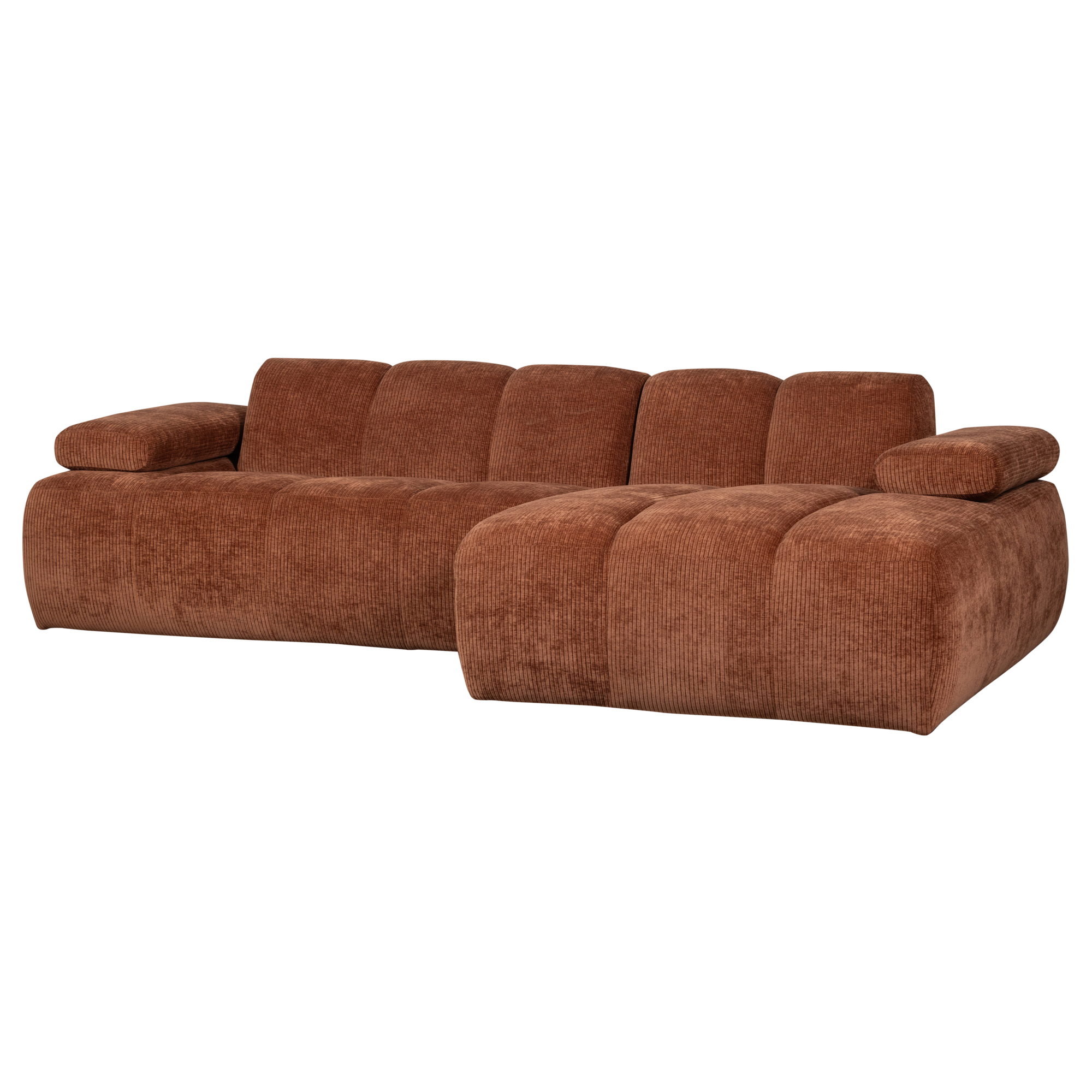 Chaise Longue Mojo Mojo Chaise Longue Rechts - Geweven Ribstof - Roestbruin