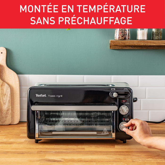 Grille-pain Toast'n grill mini four 2 en 1, 6 thermostat, longue fente, mini four 210°
