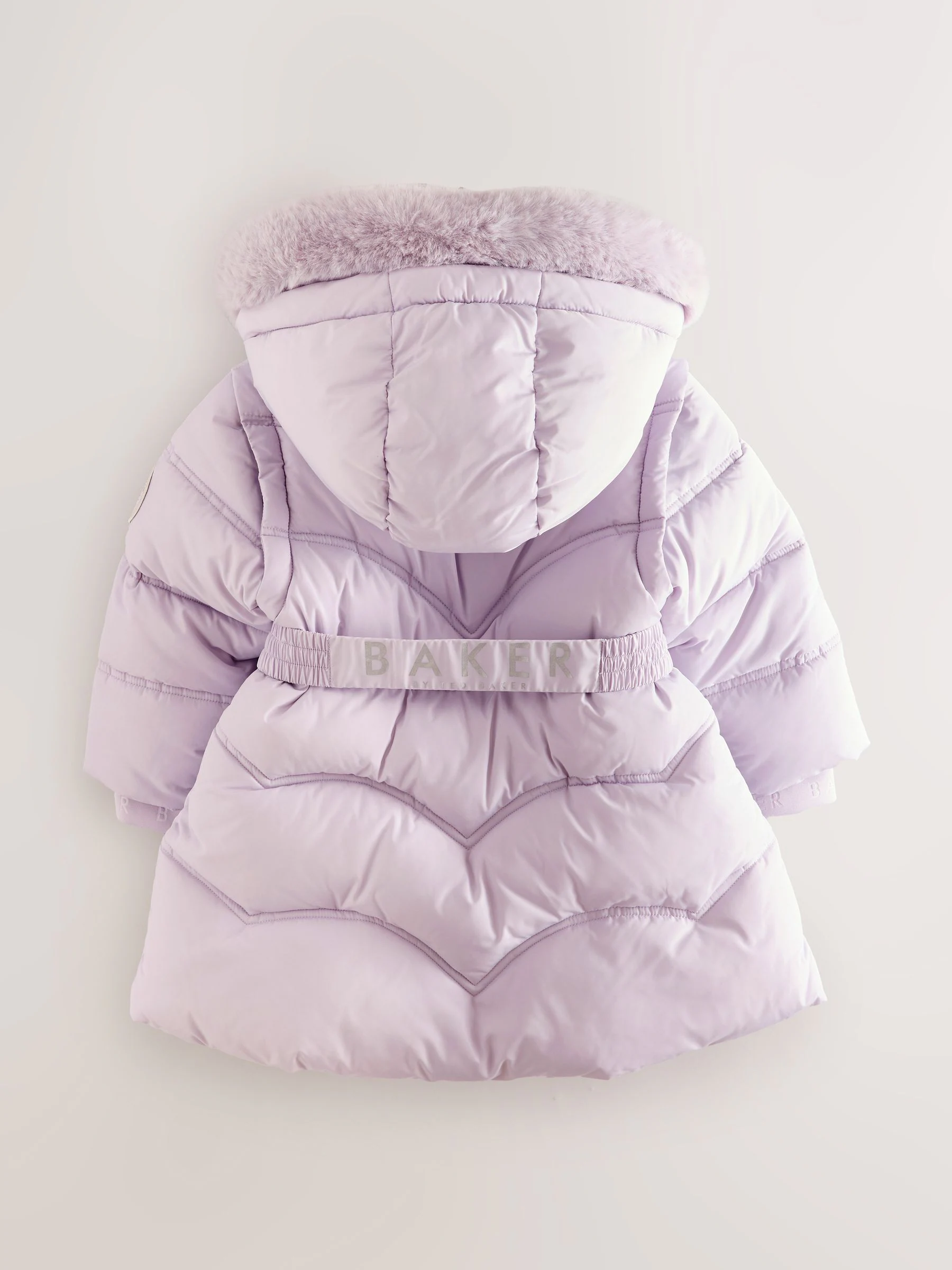 Baker by Ted Baker lilapaarse regenbestendige gewatteerde jas met strik in de taille