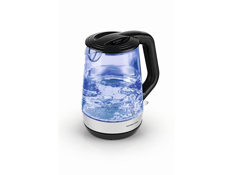 GOURMETmaxx Wasserkocher 1.7 l, Schwarz/Transparent Glas-Wasserkocher