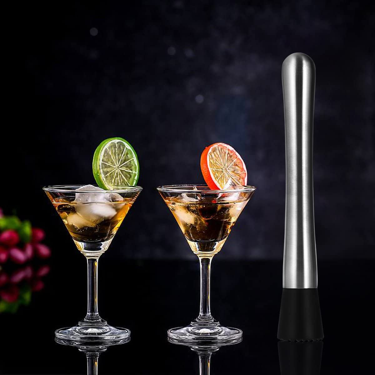 Edelstahl Cocktail Stössel Eisbrecher Barstampfer - Silber