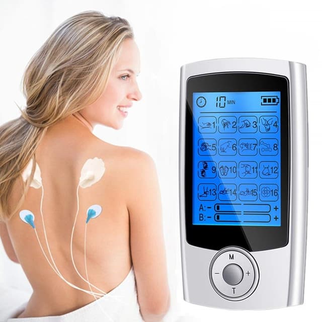TENS enhed EMS muskelstimulator med 16 massagetilstande Sølv