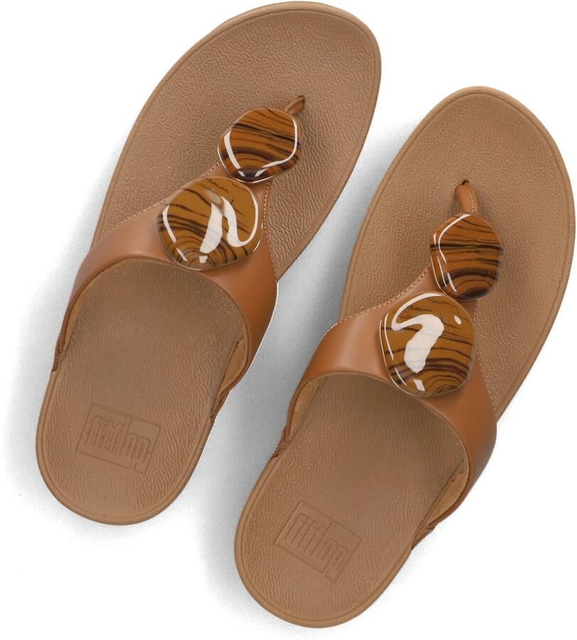 FITFLOP Teenslippers Dames Lulu Marbled Stone Toe-post Maat: 37 Materiaal: Leer Kleur: Camel