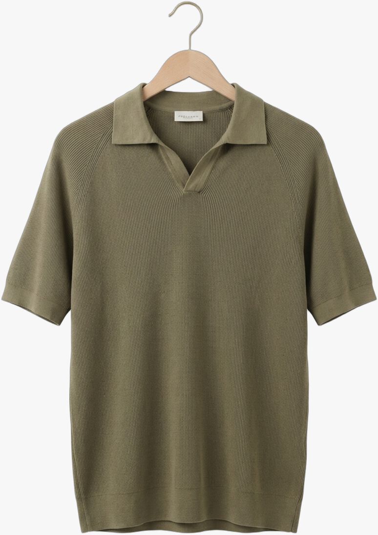 groene profuomo polo polo open collar rib