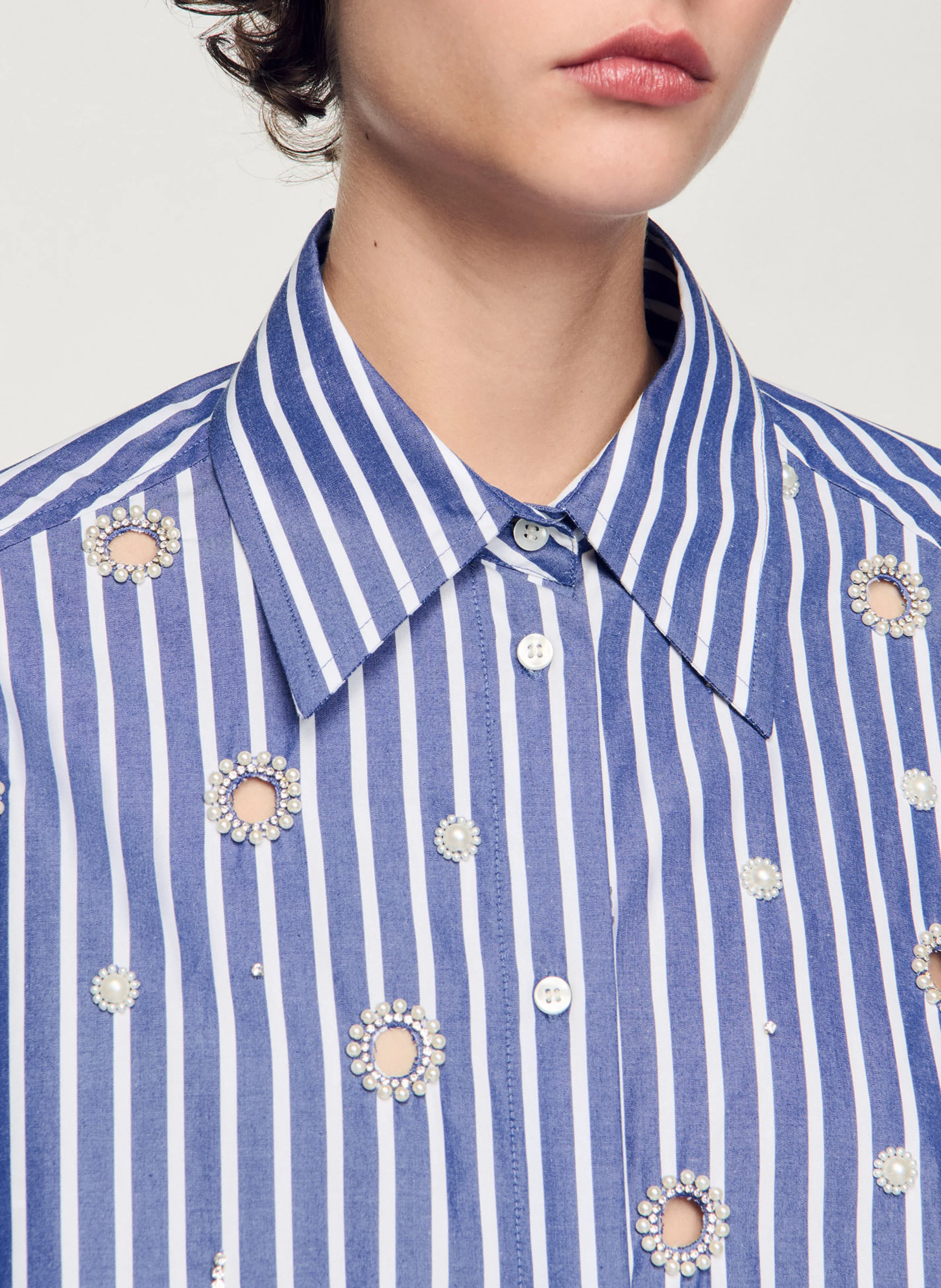 Chemise droite col classique en coton | Bleu