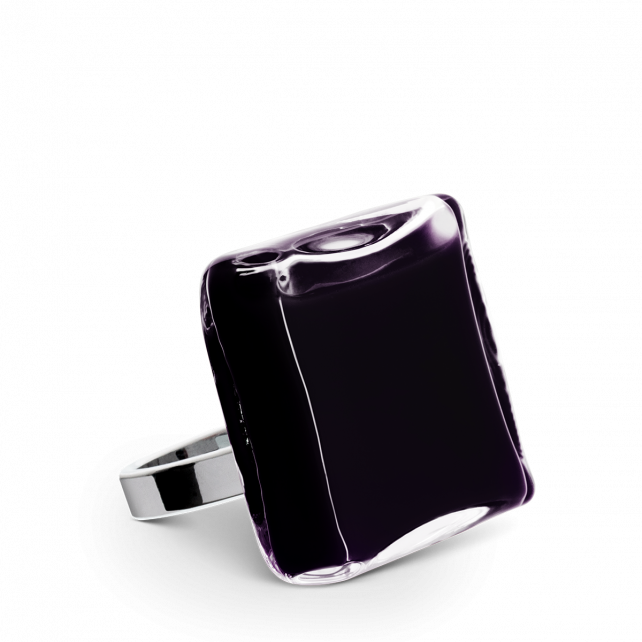 Bague en verre soufflé - Carré Medium Milk
