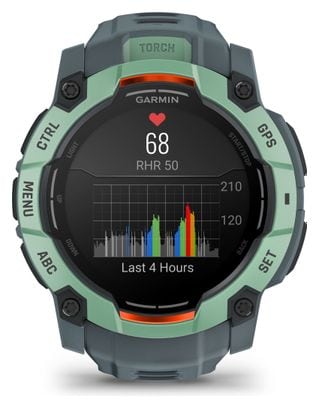 Montre GPS Garmin Instinct 3 AMOLED - 50 mm Vert Neotropic avec Bracelet en Silicone Bleu Twilight