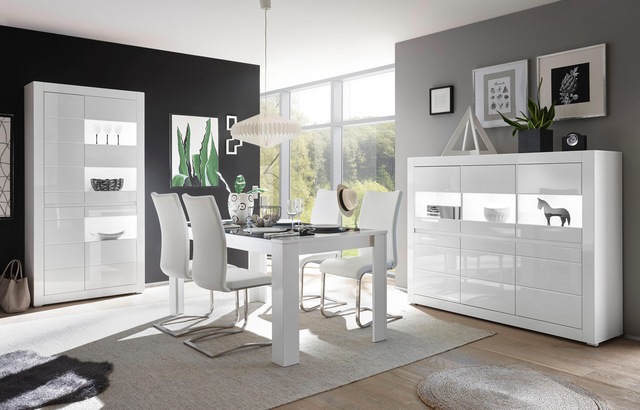 INOSIGN Highboard »Carat« Breite 164 cm, Blende in weiss und betonfarben im Lieferumfang