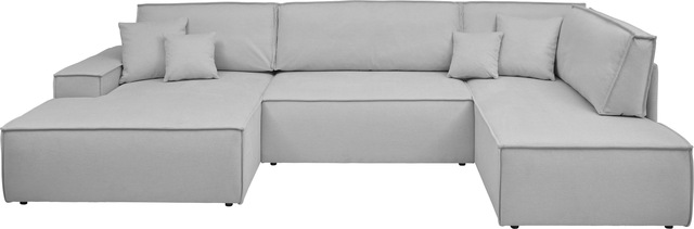 GOODproduct Wohnlandschaft »FINNLEY, U-Form XXL 329 cm, Schlafsofa, Schlaffunktion m. Bettkasten« verfügbar in den Stoffqualitäten Bouclé, Struktur fein und Mega Cord