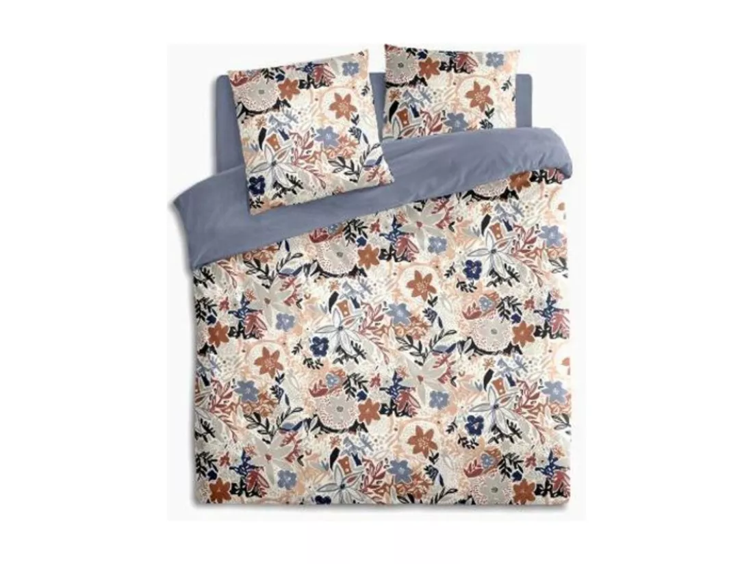 Parure 2 Personnes 240 x 220 cm Housse de couette avec 2 taies en Percale de Coton Imprimé Alesio