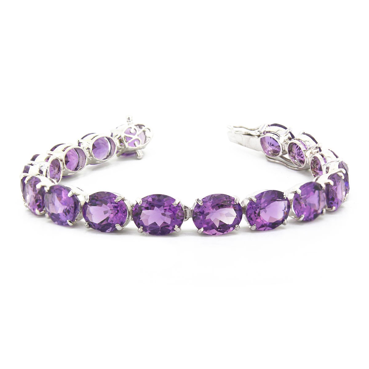 Bracelet Améthyste Ovale en Argent 925 - Élégance Royale par Aden Bijoux