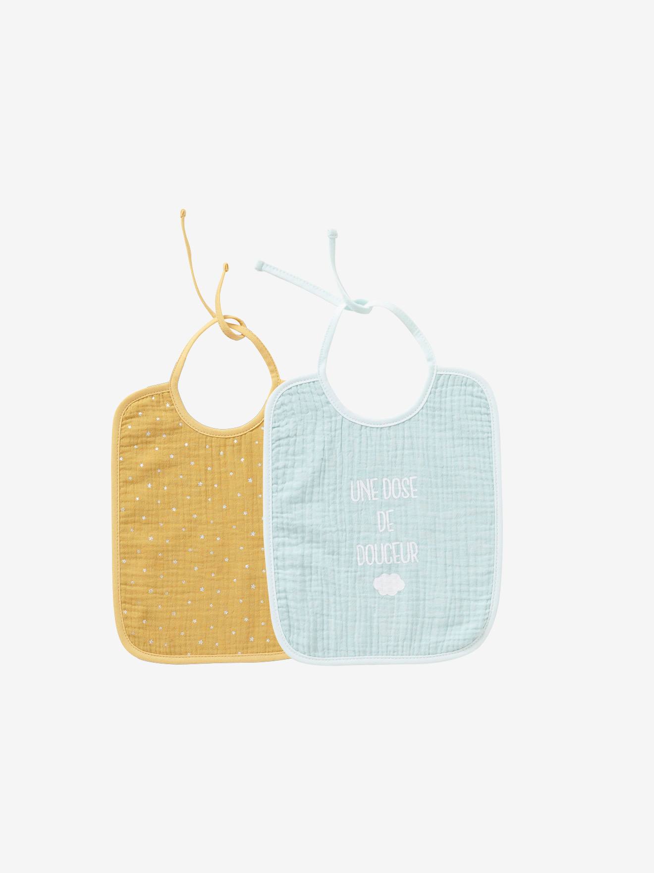 Conjunto de 3 babadores de feltro azul escuro lisos para bebês
