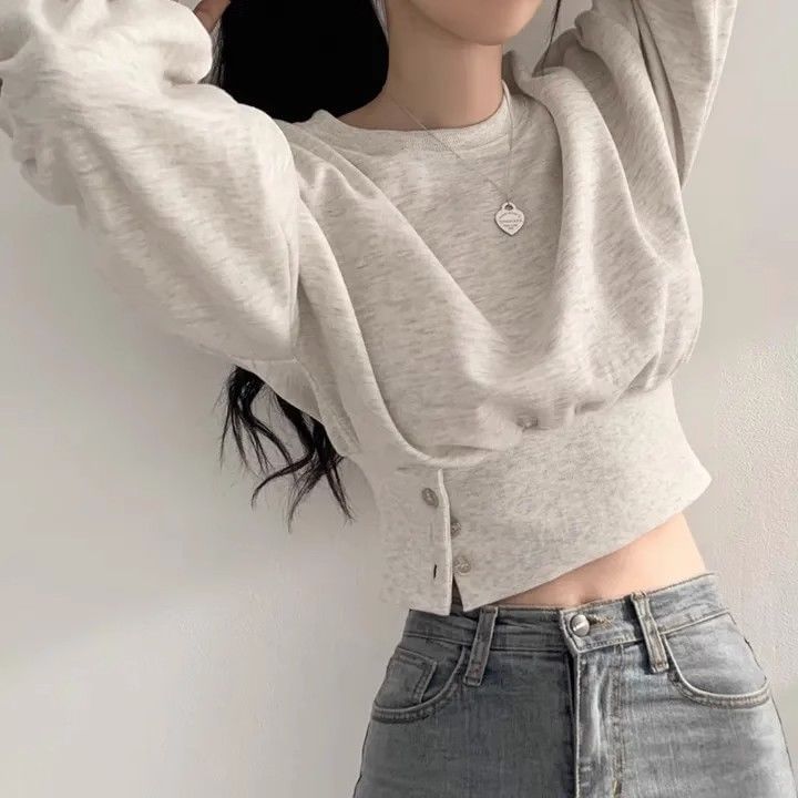 Bolgivy - Sweatshirt met ronde hals en pofmouwen