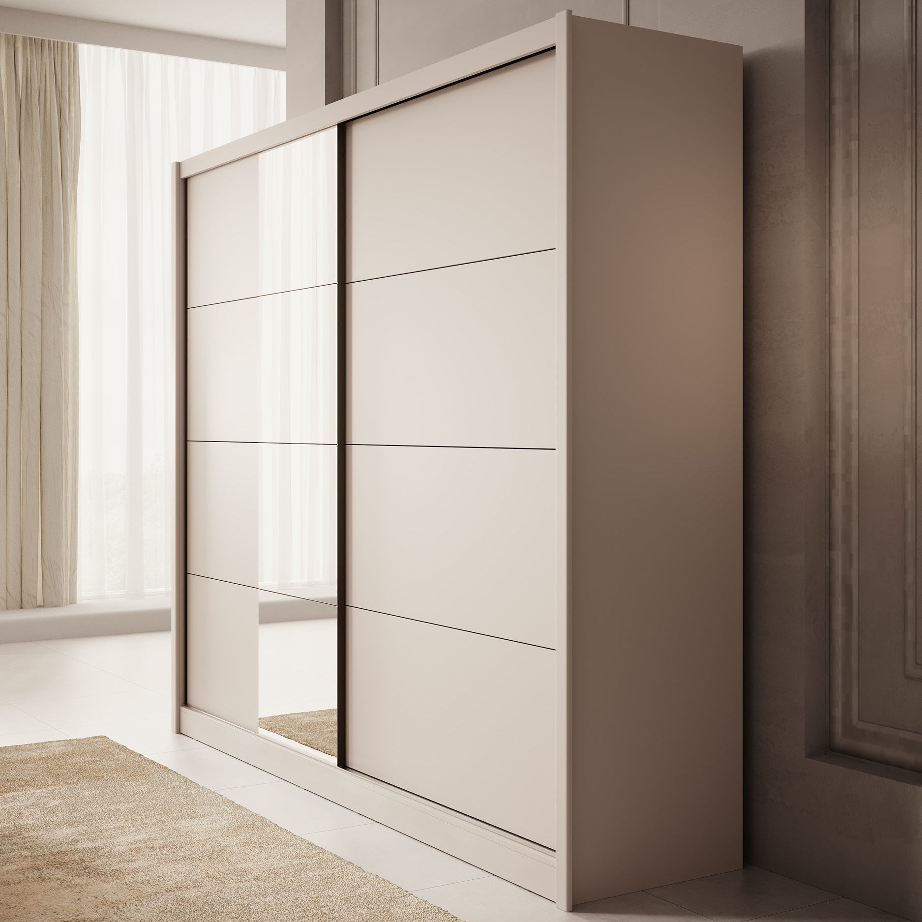 Azul - Kledingkast met schuifdeuren - Beige - 251x60x216 cm